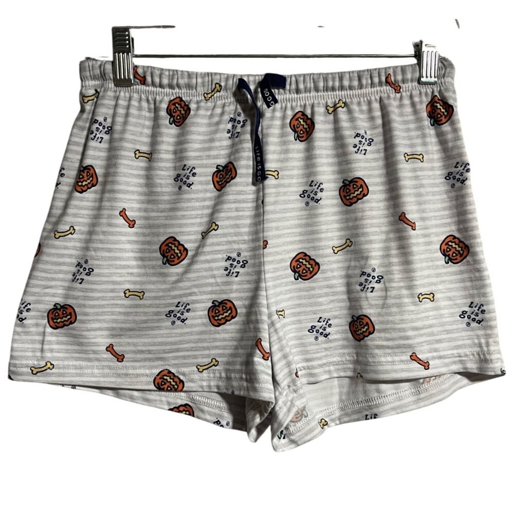 Life Is Good Womens Sleep Shorts Pumpkin Pattern Size S Fall Halloween Pajama